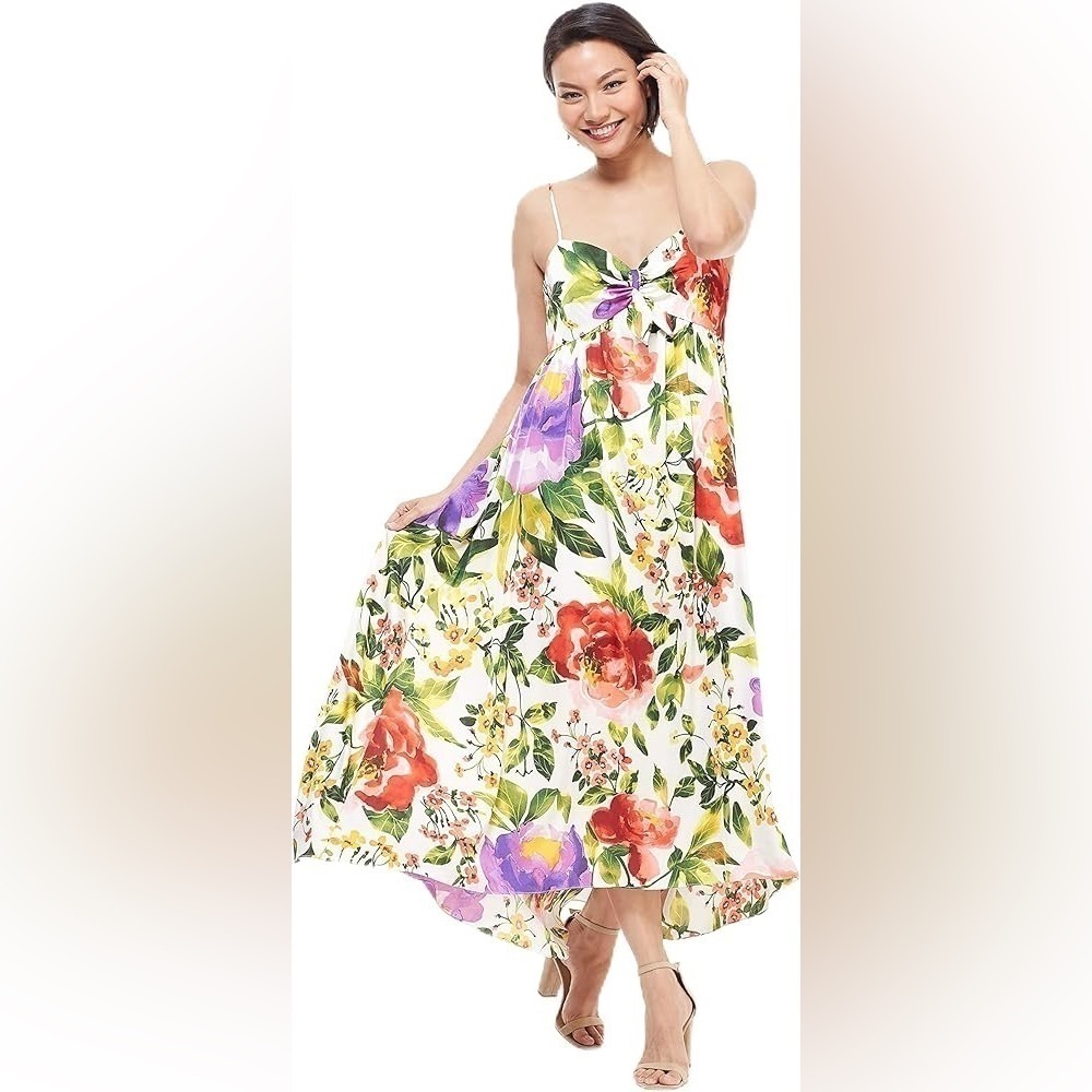 LONDON TIMES | Floral Tie Slip Dress